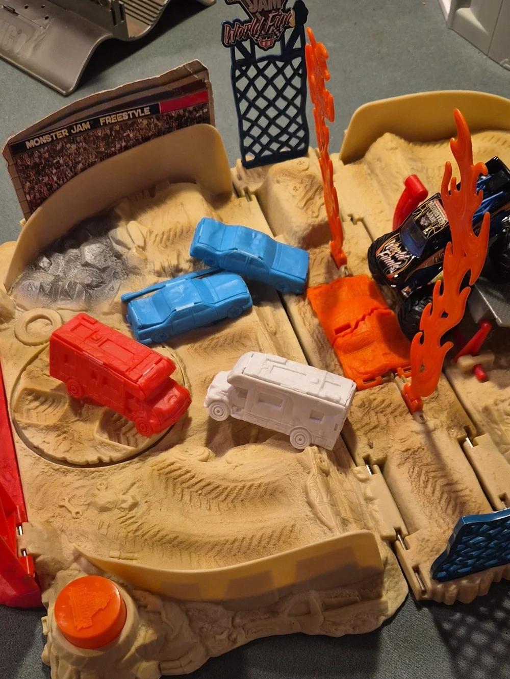 Blue Monster Truck Playset with Orange Flames - Kids Toys
